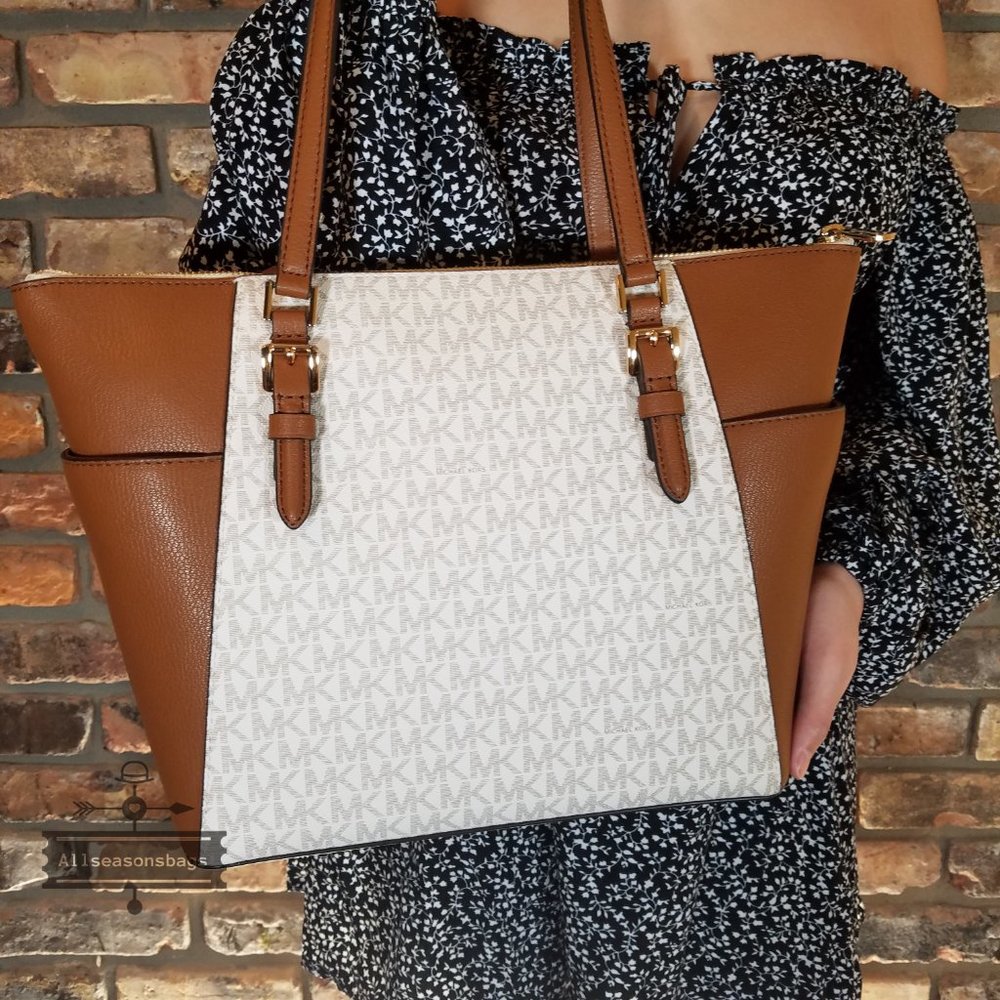 Michael Kors Large Charlotte Tote Vanilla Satchel - Picture 5 of 8